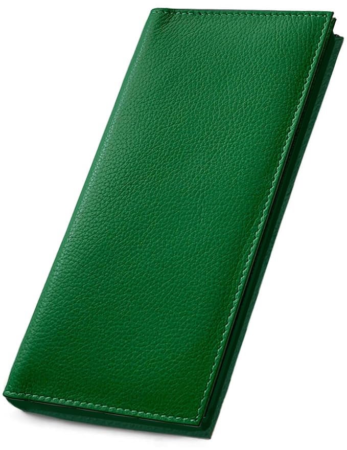 123 Cheap Checks Emerald Green Basic Genuine Leather Checkbook Cover For Men & Women - Image 1